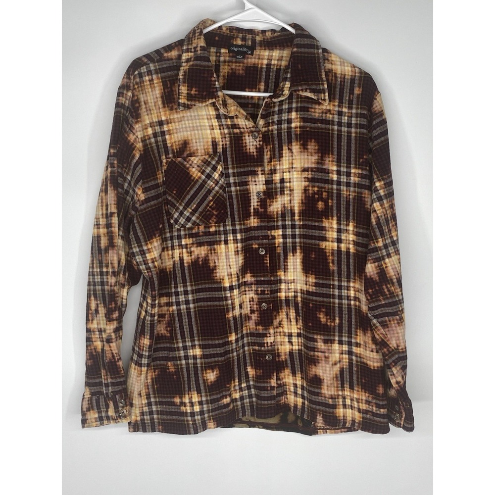 Originality Plaid Bleach Nashville Buttonup Large Motocycle Flannel Country